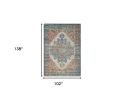 7' X 12' Blue Orange Hand Woven Traditional Medallion Indoor Area Rug