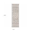 7' Ivory Grey Distressed Oversize Medallion Indoor Runner Rug