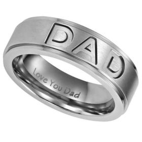 1pc Engraved Love You Dad 316L Stainless Titanium Steel Band Ring DAD Ring Best Gifts For Father Men's Unique Fashion Jewelry Artificial Gift (Color: Silvery, size: 7)