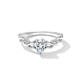 925 Sterling Silver Romantic Love Ring for Women Fine Jewelry Shining Heart Stone Ring for Girl Wedding Bridal Gift (Ring Size: 8)