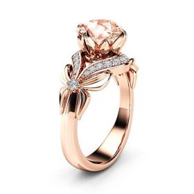 18K Rose Gold Ring Gemstone Wedding Ring for Women pure topaz bague anel Jewelry anillos de Bizuteria Gemstone (Ring Size: 8, Gem Color: Gold)