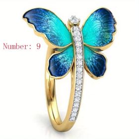 1pc New Creative Butterfly Ring Europe And The United States Hot Selling Fashion Insect Personality Ring (Color: Golden, size: 9)