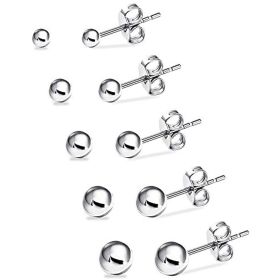 UHIBROS Hypoallergenic Studs Earrings 316L Surgical Stainless Steel Earrings Round Ball Earring 5 Pairs Assorted Sizes(4mm-8mm) (Color: Black)