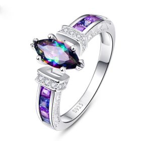 Fashion Trend Exquisite Colorful Oval Zircon Ring For Women (size: 6)