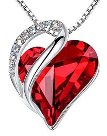 Leafael Mother's Day Necklace; Infinity Love Heart Pendant with Birthstone Crystals; Jewelry Gifts for Women; Birthday Necklaces for Wife Mom Girlfrie (Color: Red)