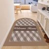 Geometric Home Entrance Floor Mat Crystal Velvet Absorbent Non-slip Arched Rectangle Carpet