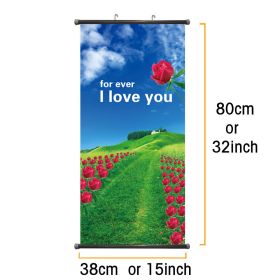 Cloth Hanging Painting Nature Scenerys Poster Print Landscape Painting Room Decoration (cloth hang photo vertical 38cm x 80cm or 15" x 32") (content of cloth hanging painting: #1 / I love you)