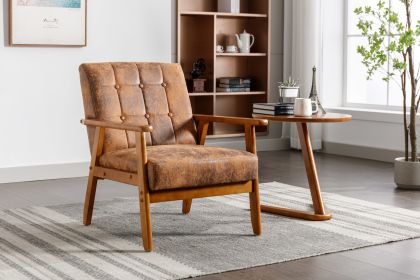 Leisure Chair with Solid Wood Armrest and Feet, Mid-Century Modern Accent chair, for Living Room Bedroom Studio chair (Color: as Pic)