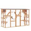 Catio Playground Cat Window Box Outside Enclosure, Wooden Outdoor Cat House with Weather Protection Roof for Multiple Kitties