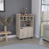 Phoenix Bar Cart with 2 Open Shelves 4 Cubbies and Cabinet