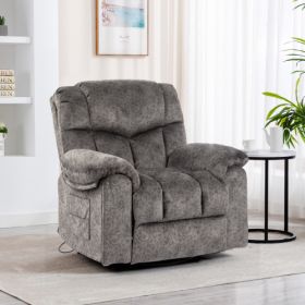 Swivel and Rocking Recliner Chair with Massage and Heating Bonded Leather Sofa (Color: as Pic)