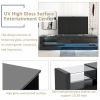 TV Stand with Two Media Storage Cabinets Modern High Gloss Entertainment Center for 75 Inch TV, 16-color RGB LED Color Changing Lights for Living Room