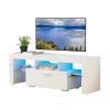 FashionTVstandTVcabinet,EntertainmentCenter,TVstationTV console,media console,with LEDlight belt,light belt remote control,toughenedglassshelf