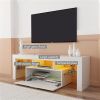 FashionTVstandTVcabinet,EntertainmentCenter,TVstationTV console,media console,with LEDlight belt,light belt remote control,toughenedglassshelf