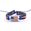 Flag Shape Pattern Braided Bracelet With PU Leather Chain Independence Day Presidents Day Decoration