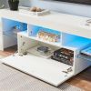 FashionTVstandTVcabinet,EntertainmentCenter,TVstationTV console,media console,with LEDlight belt,light belt remote control,toughenedglassshelf