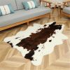 1pc Durable Faux Cowhide Rug - Washable, Low-Pile