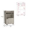 Phoenix Bar Cart with 2 Open Shelves 4 Cubbies and Cabinet