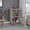 Phoenix Bar Cart with 2 Open Shelves 4 Cubbies and Cabinet