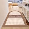 Geometric Home Entrance Floor Mat Crystal Velvet Absorbent Non-slip Arched Rectangle Carpet