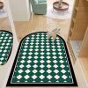 Geometric Home Entrance Floor Mat Crystal Velvet Absorbent Non-slip Arched Rectangle Carpet