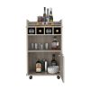 Phoenix Bar Cart with 2 Open Shelves 4 Cubbies and Cabinet