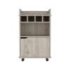 Phoenix Bar Cart with 2 Open Shelves 4 Cubbies and Cabinet