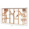 Catio Playground Cat Window Box Outside Enclosure, Wooden Outdoor Cat House with Weather Protection Roof for Multiple Kitties