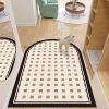 Geometric Home Entrance Floor Mat Crystal Velvet Absorbent Non-slip Arched Rectangle Carpet